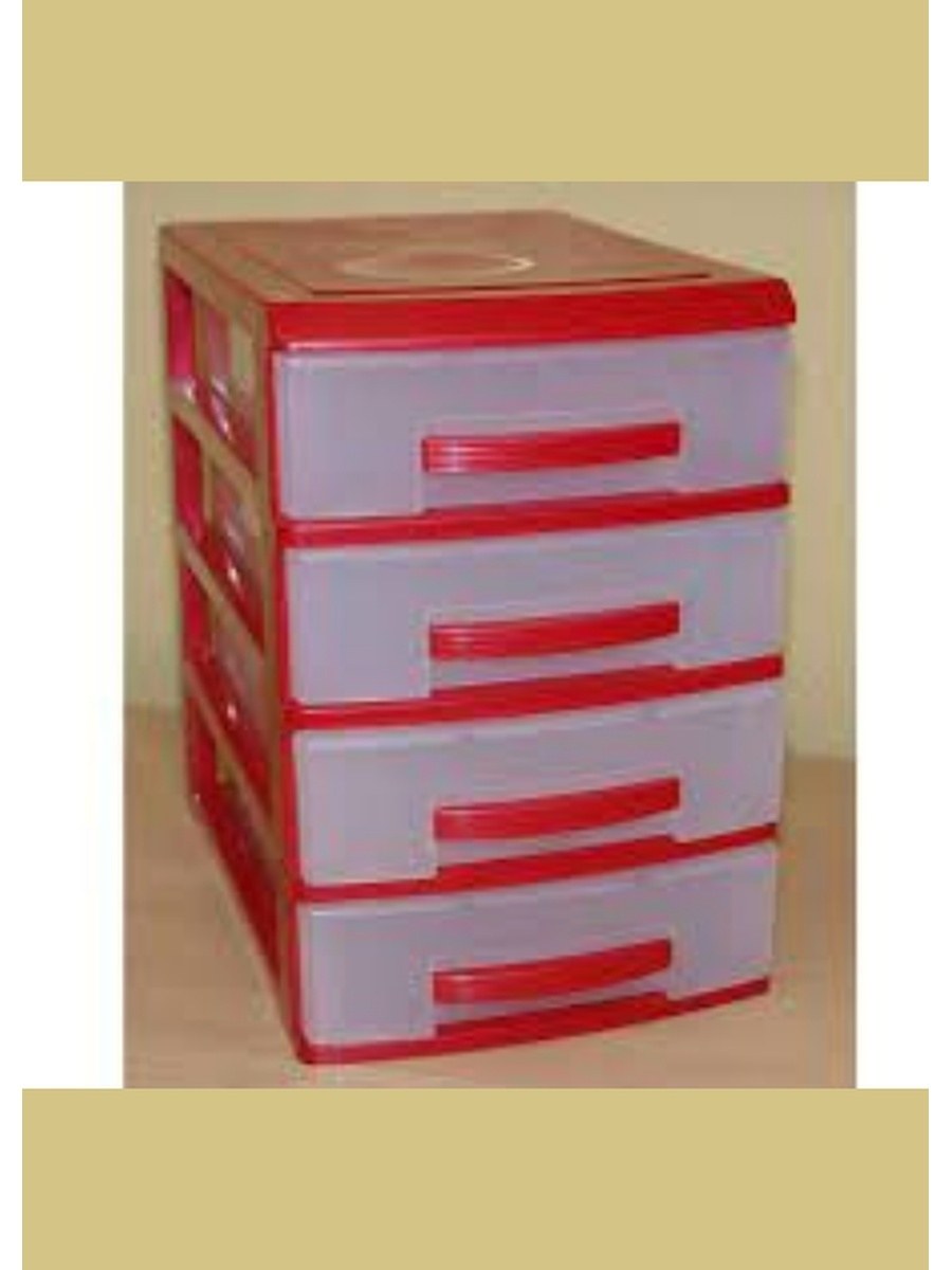 Мини-комод 3 ярус красный перламутр/прозрачный в20*ш18*г25