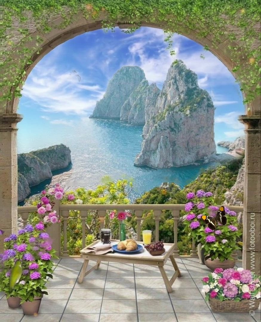 Южный пейзаж капри Италия колоннада