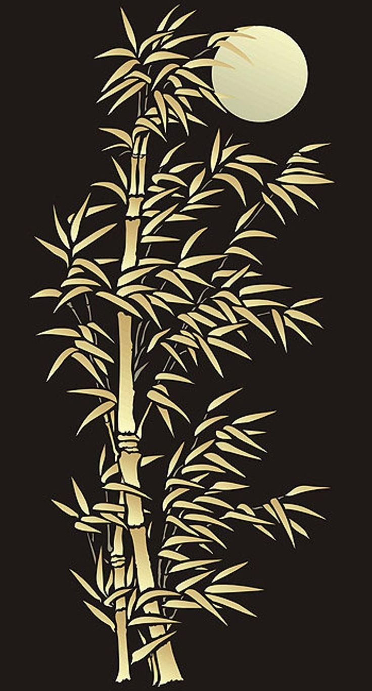 Трафарет бамбука на стену