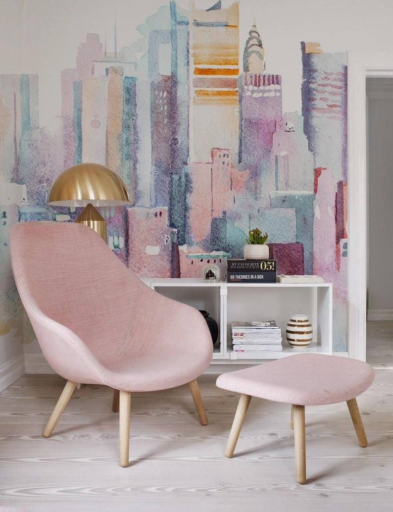 Акварельные стены в интерьере