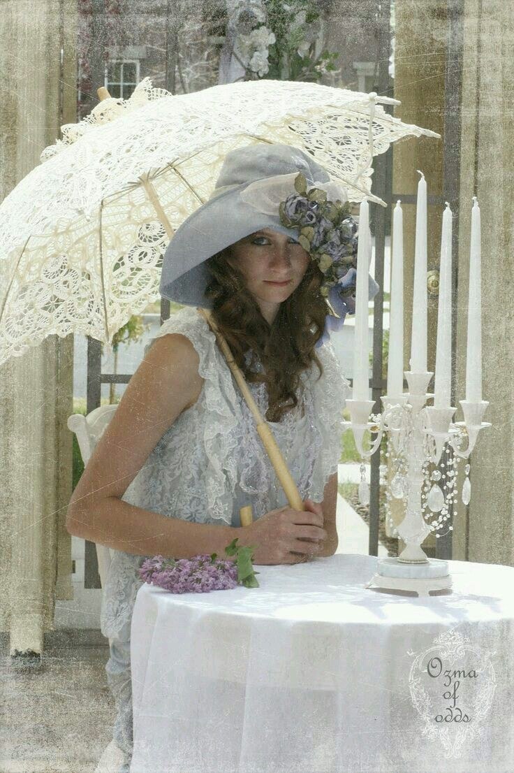 Фотосессия с кружевным зонтиком