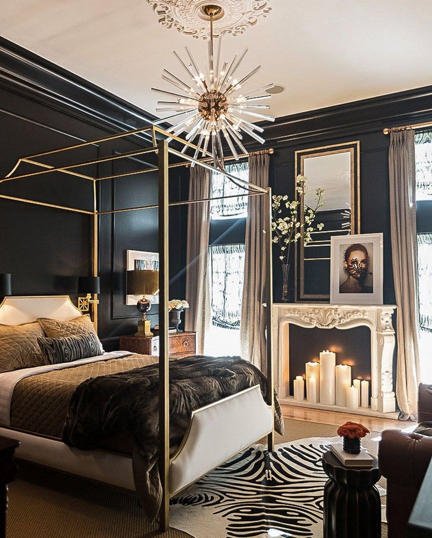 Темная спальня арт деко