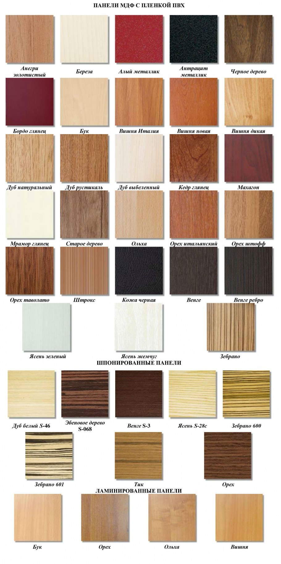 Цвета МДФ для мебели
