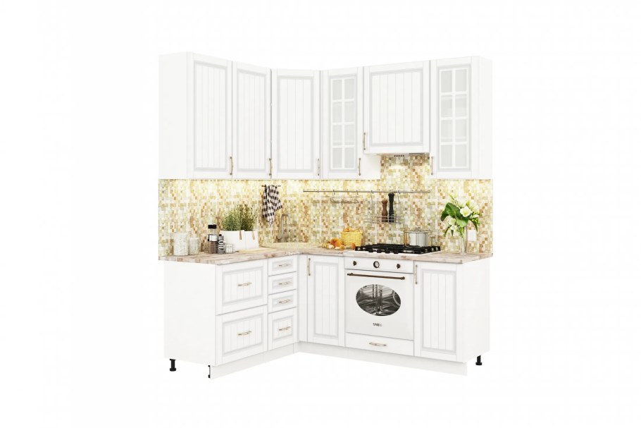 Кухня 2,0м "Амели" ясень белый/ясень светлый/белый