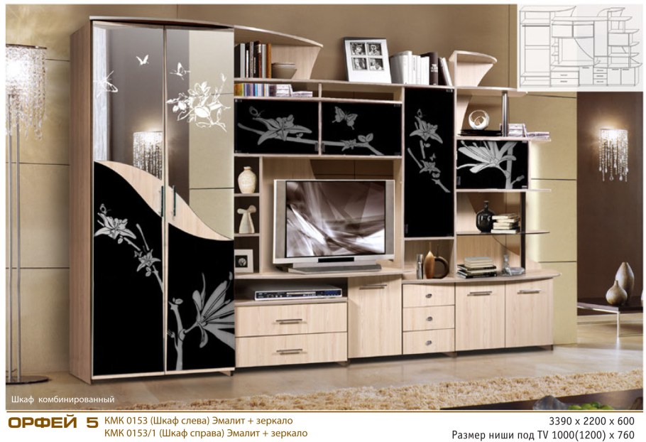 Стенка "Орфей-5" (шкаф комбинированный) КМК 0153