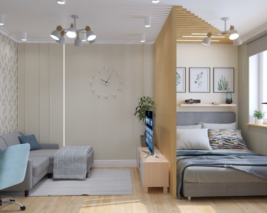 Гостиная-спальня 17м2 икея