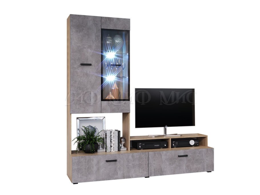 Модульная гостиная "Нэнси" New ЛДСП (бетон светлый/сонома)
