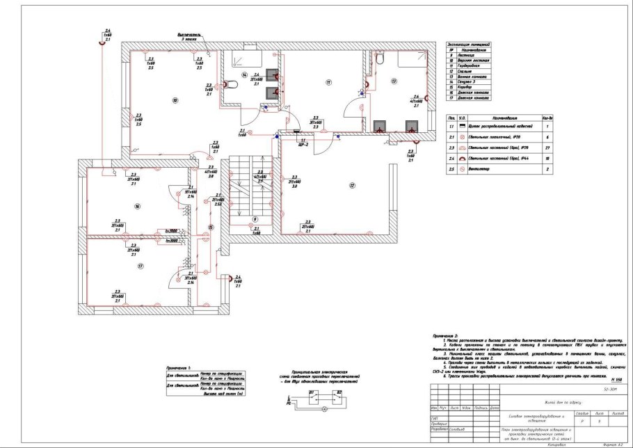Монтажная схема розеточная сеть освещение