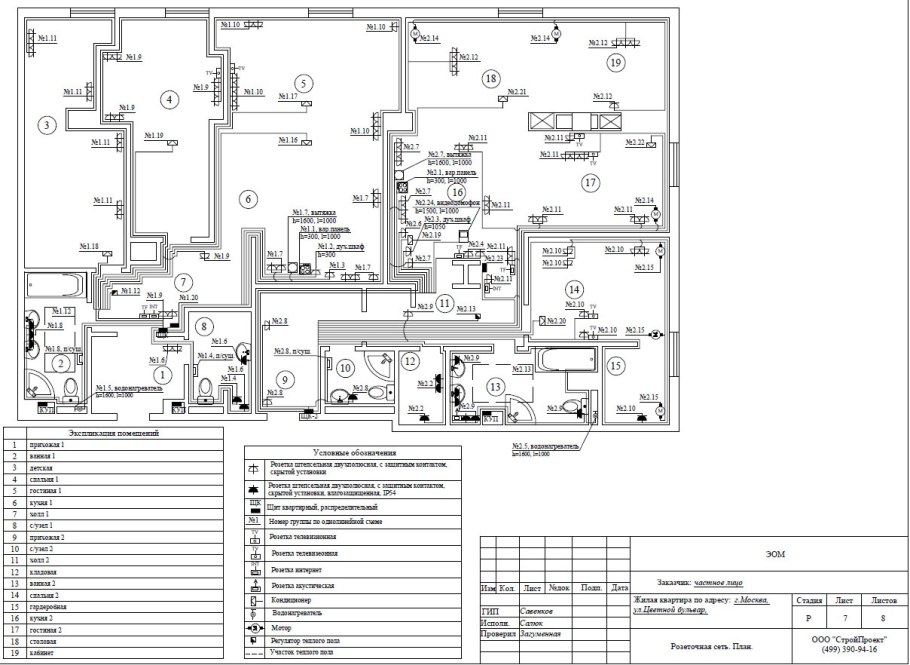 Исполнительная схема монтажа электропроводки