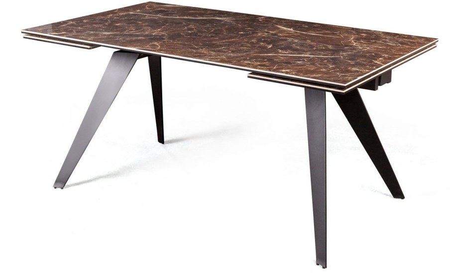 Стол Swan 160 +45 90 черный металл/ ламинат антрацитовый камень