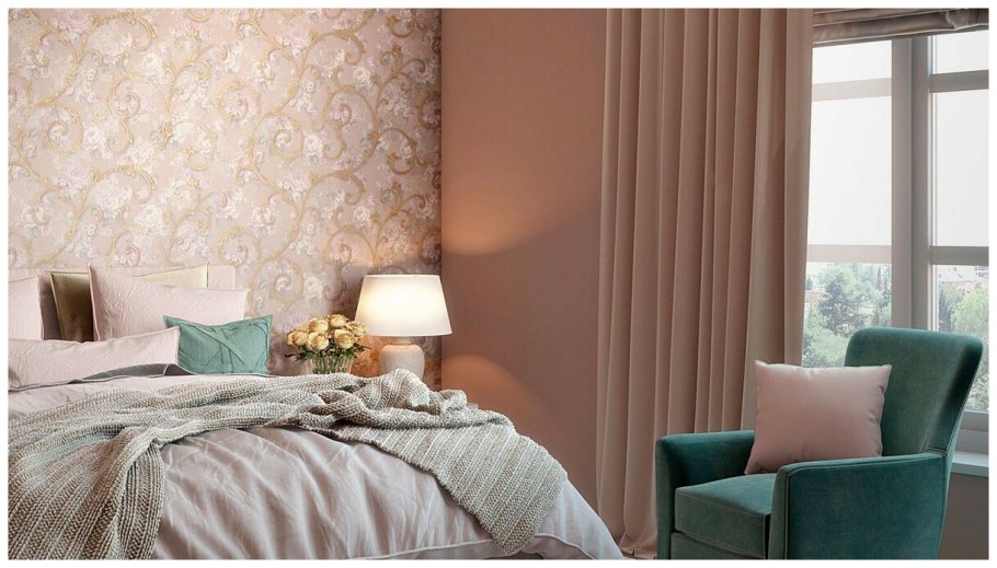 Компоновка обоев в спальне