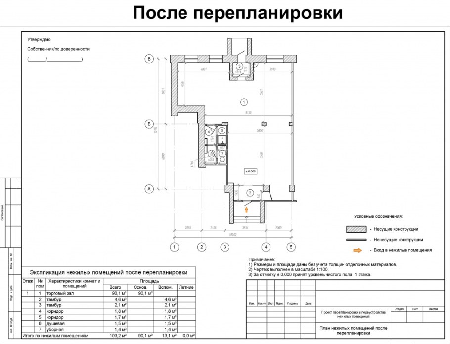 План перепланировки помещения