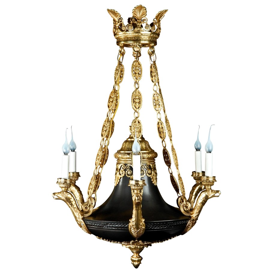 Antique Globe Bronze Chandelier with Dragons