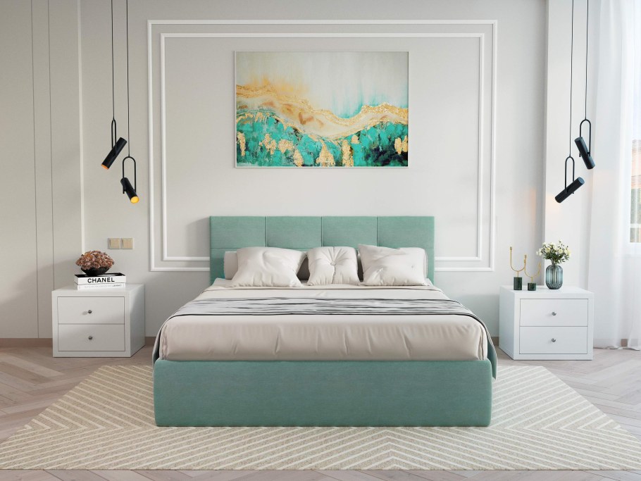 Кровать с подъемным механизмом цвет мятный