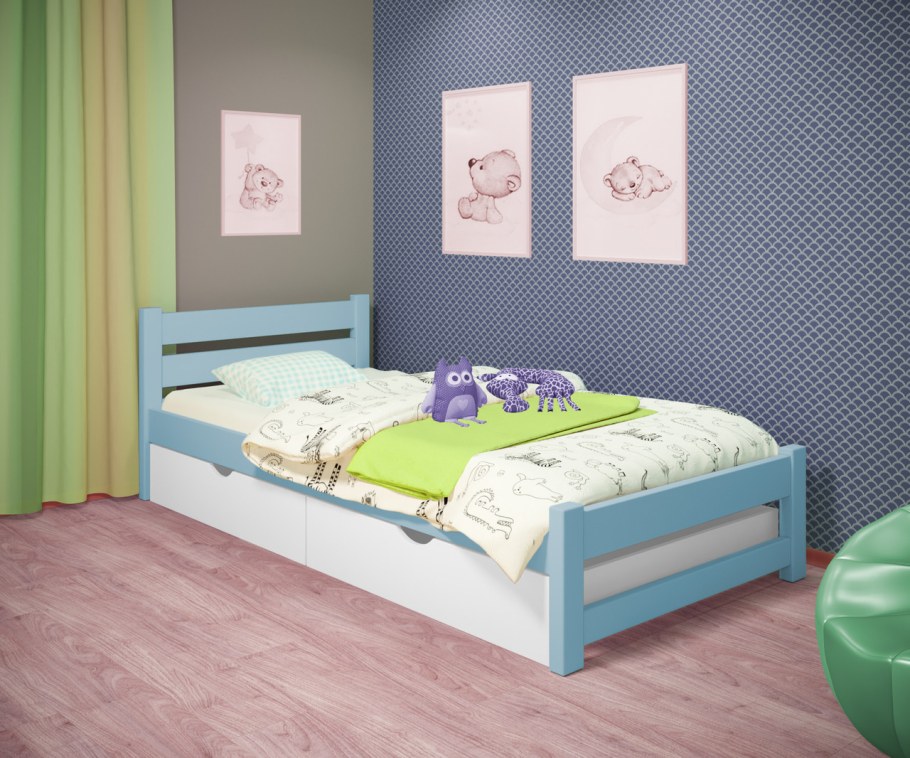 Детская кровать бирюзового цвета