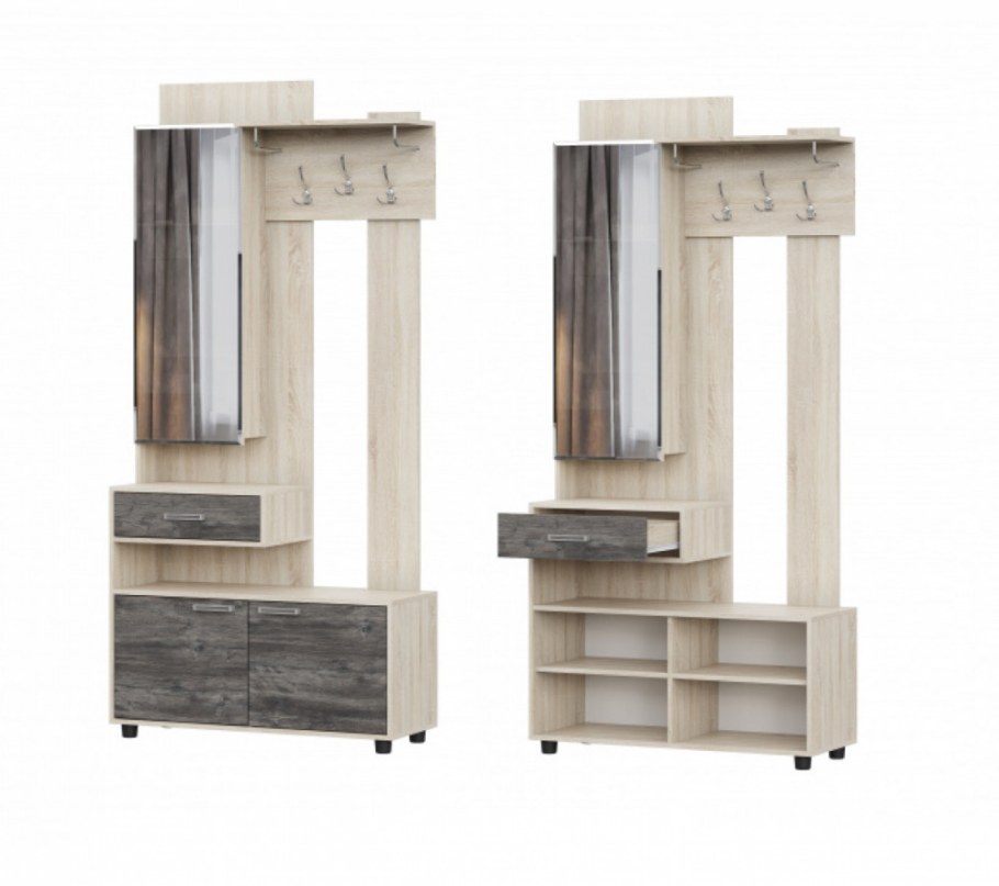 Вешалка визит 1 с зеркалом дуб сонома сосна Джексон