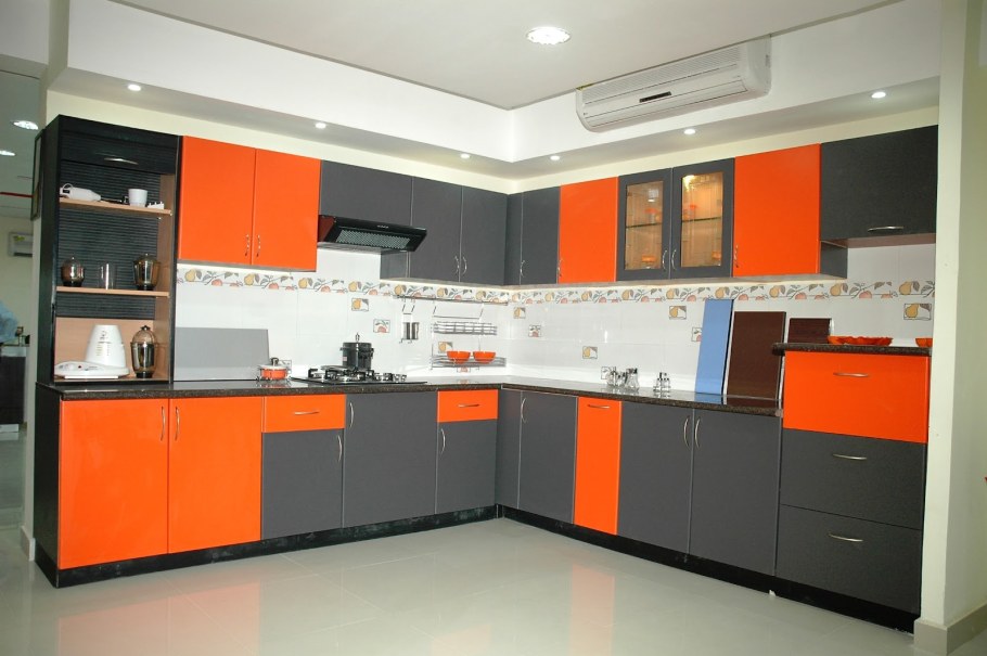 Black and Orange Kitchen