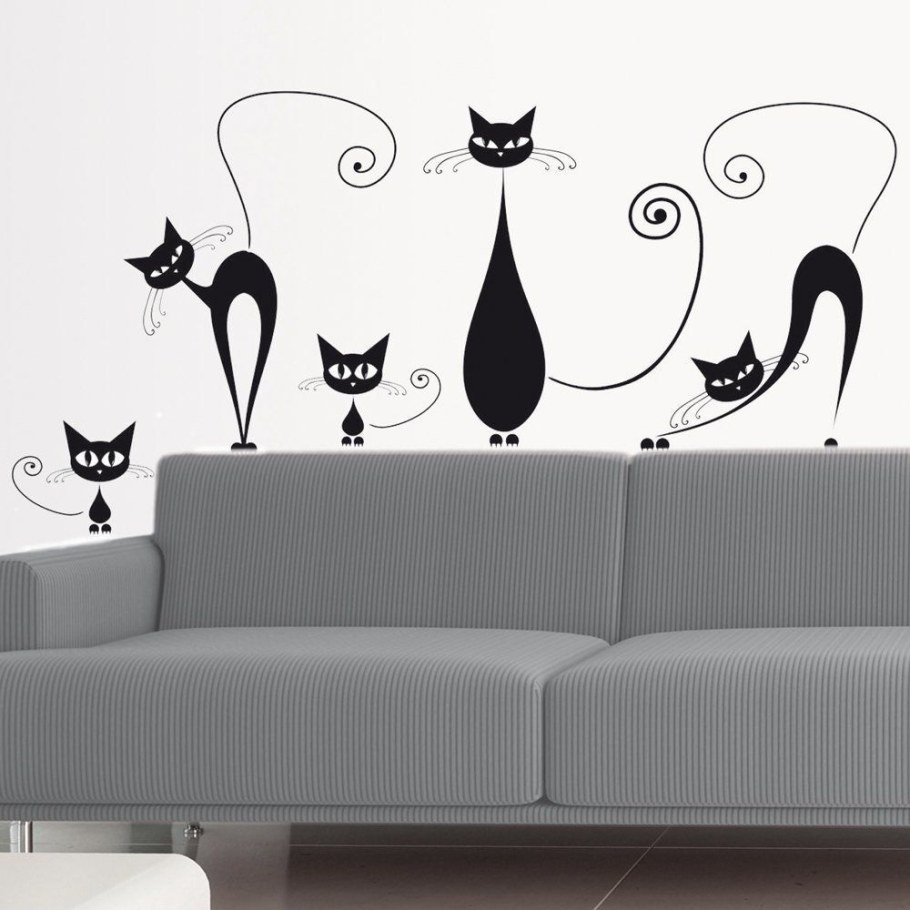 Интерьерные наклейки на стену с кошками