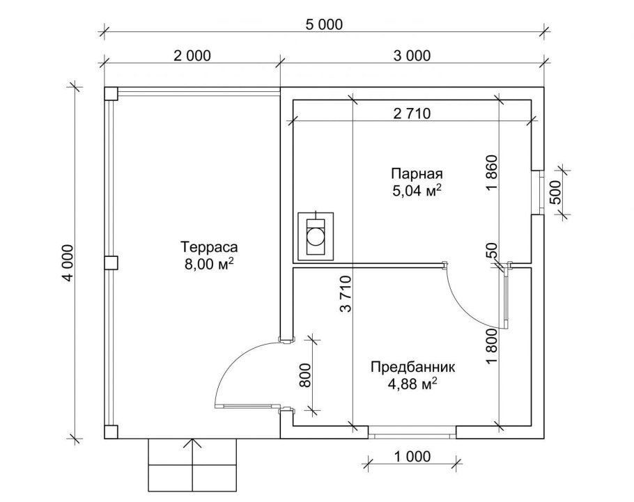 Чертеж бани 6х4 из пеноблоков
