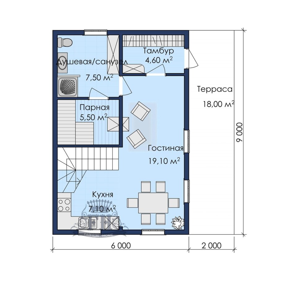 Проект бани с мансардой из блоков
