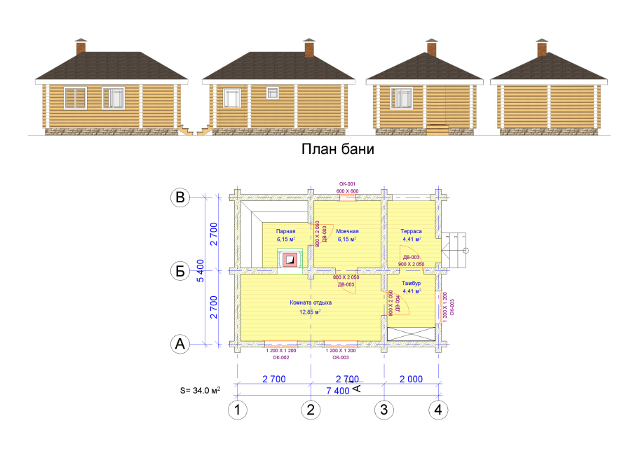 Проект бани 3 на 6 из пеноблоков