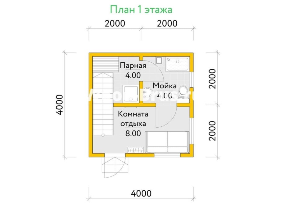 Баня 4х4 планировка из бруса