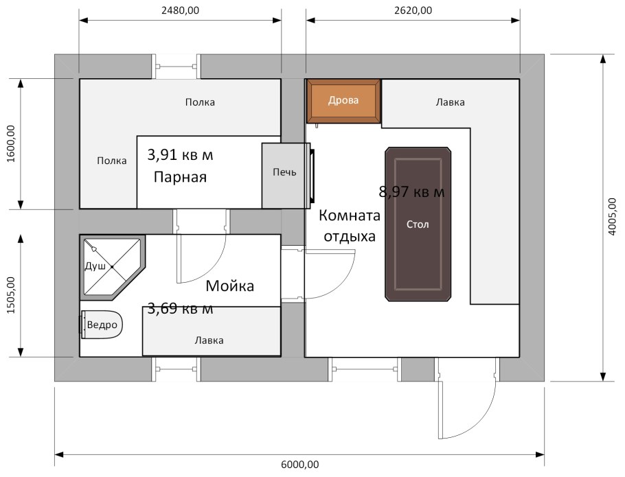Угловая баня из пеноблоков проекты