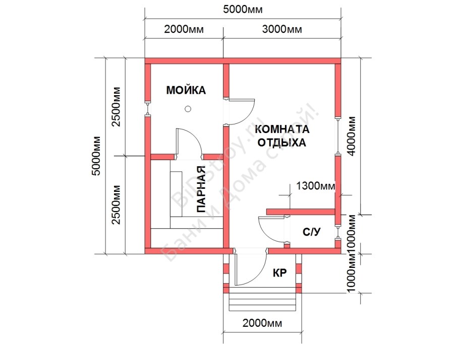 Баня 5.5 на 5.5 планировка