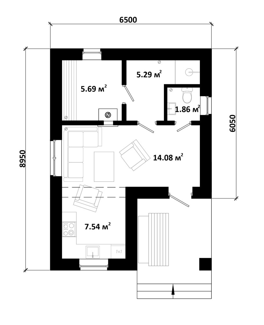 Баня 6х4 из керамзитобетонных блоков планировка