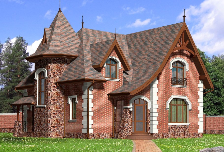 Дом из газобетона в английском стиле