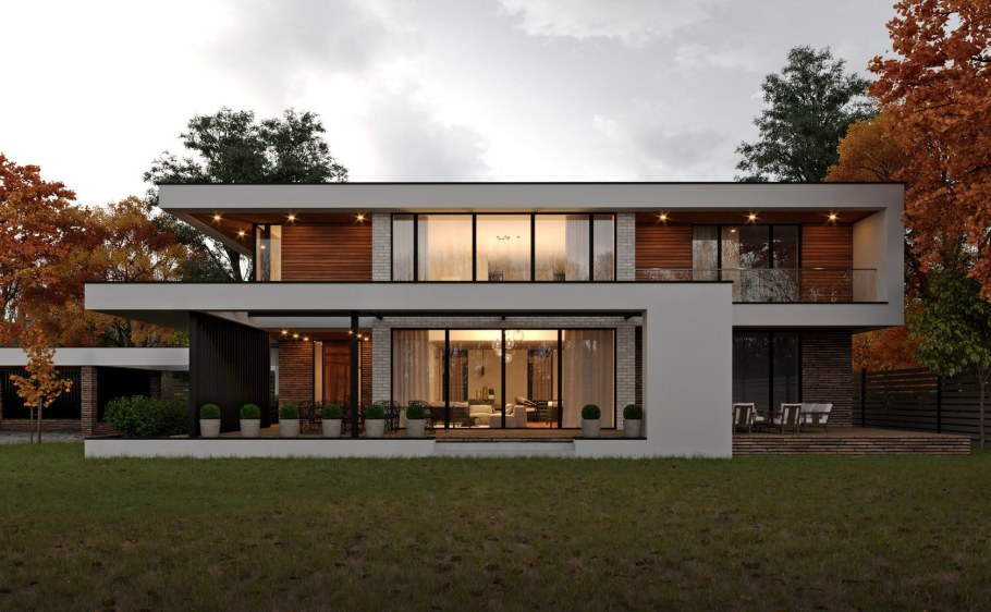 Современный дом с плоской кровлей