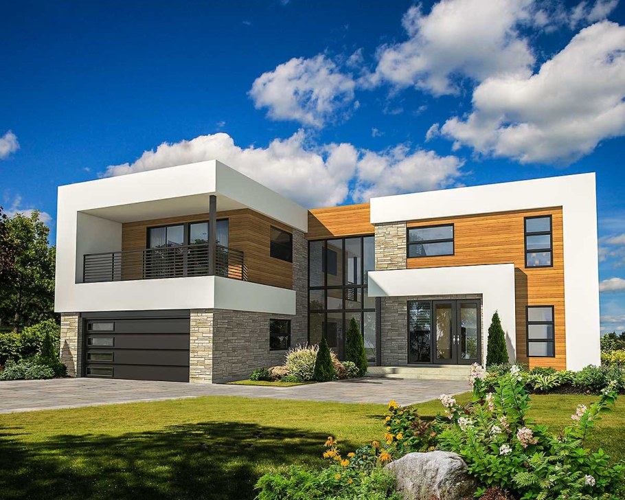 Дом с плоской крышей двухэтажный