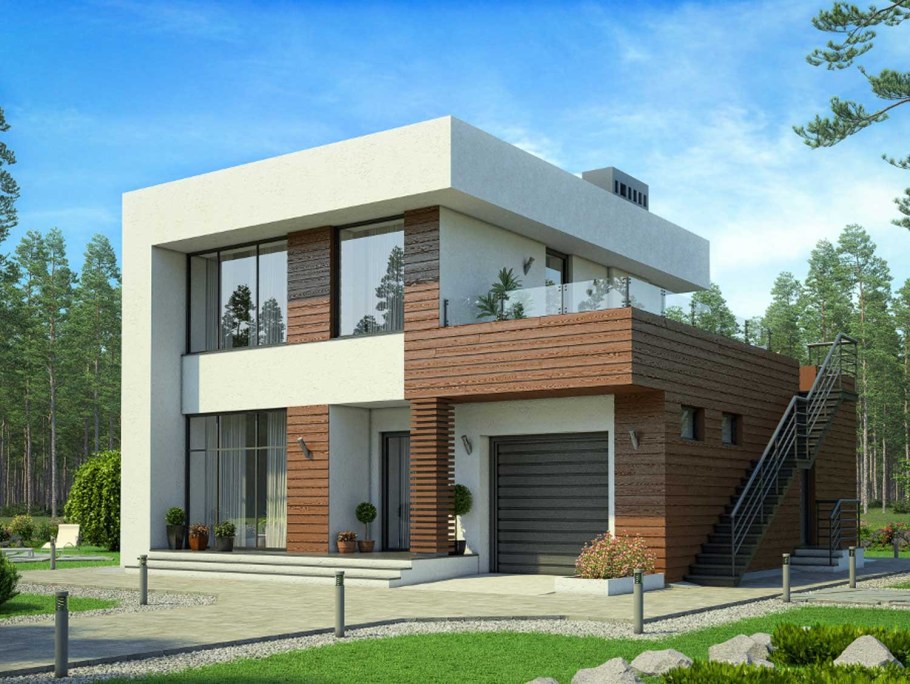 Дом с плоской крышей монолит 170 м