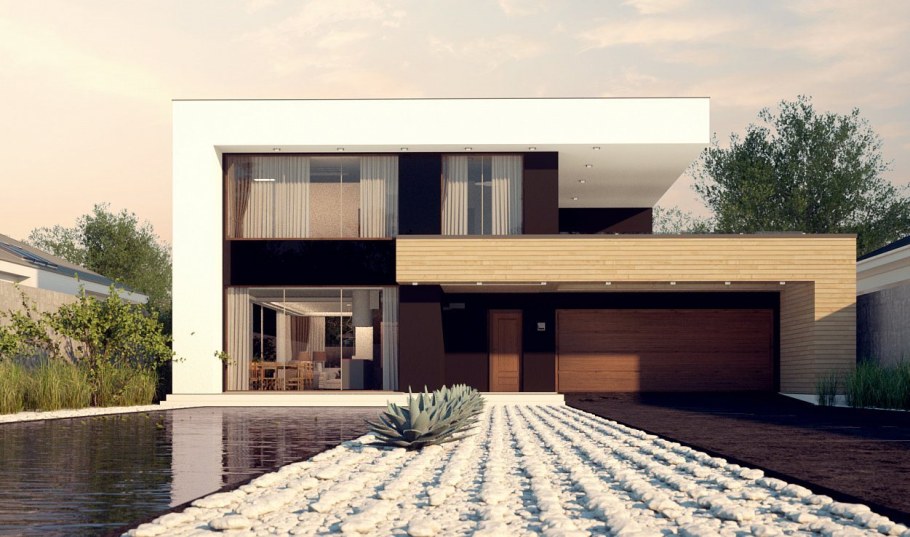 Дом с плоской крышей монолит 170 м