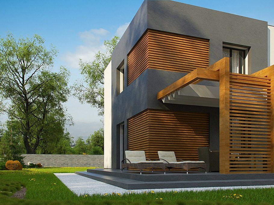 Фасады домов с плоской крышей