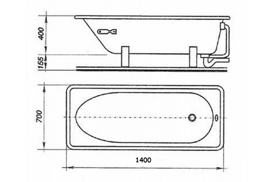 Ванна 140х70 сталь Donna Vanna