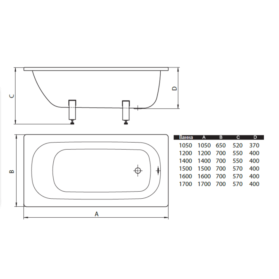 Ванна сталь 140х70 виз Donna Vanna DV-43901