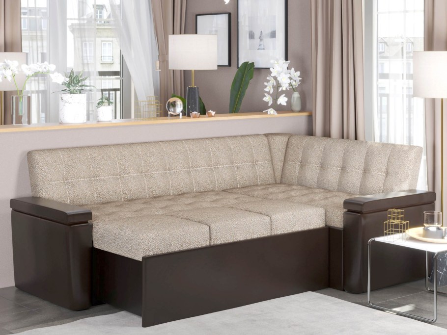 Кухонный диван секрет-4 со спальным местом (Браун капро)