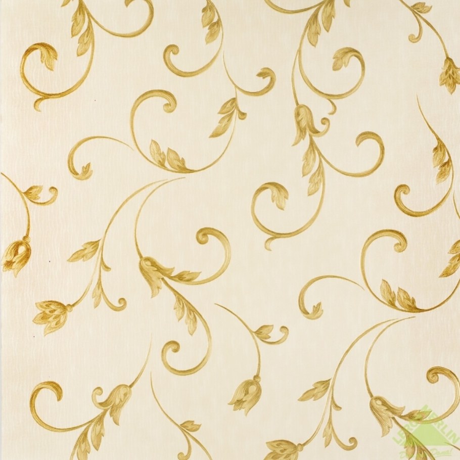 Золотисто бежевые обои на кухне