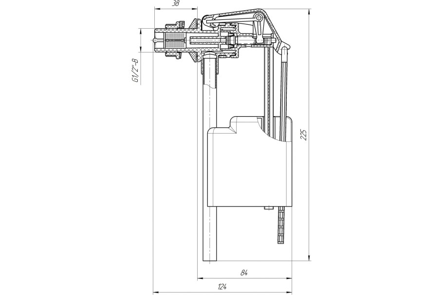 Клапан к бачку бок. Подключ. БПРН 1/2" Инкоэр