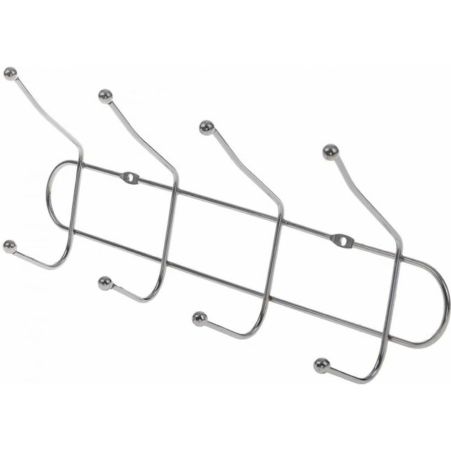 Вешалка на 4 двойных крючка 31х7х12 см "блеск" цвет серебро