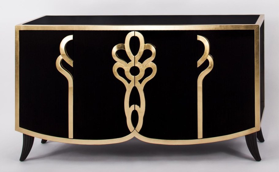 Комод Garda Decor черный с золотом GD-ch002