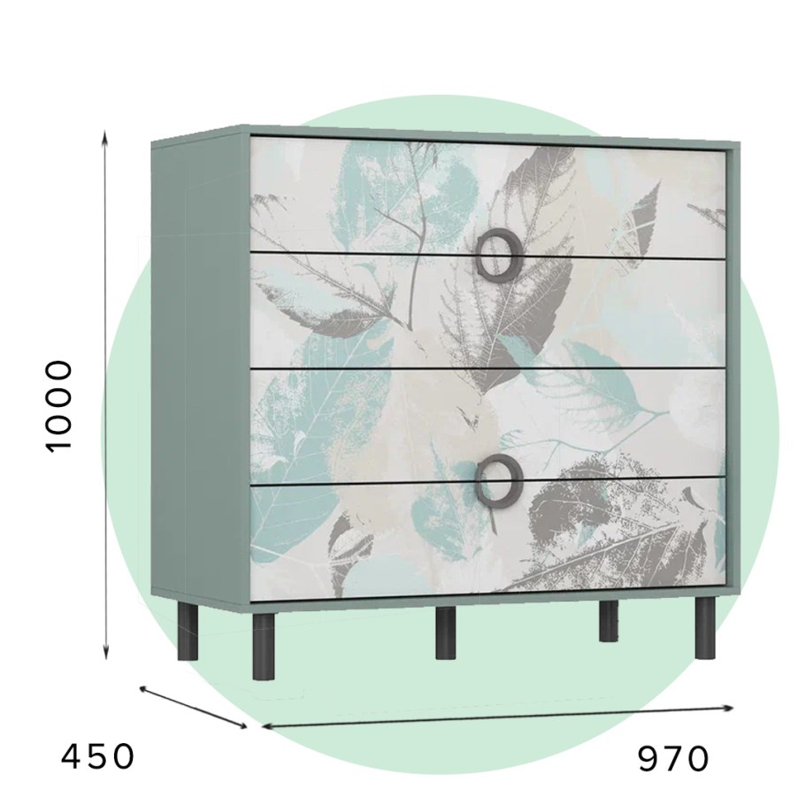 Комод арт к44 индиго листья