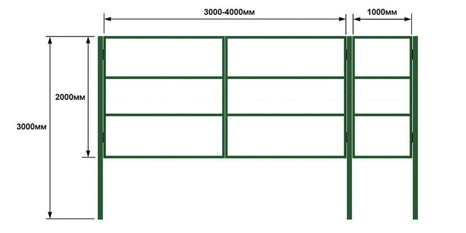 Каркас ворот из профильной трубы 40х20