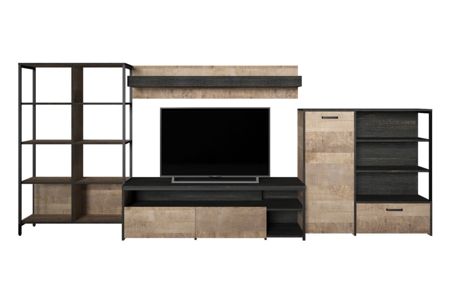 Трувор шкаф-пенал с витриной 13.205 дуб гранж песочный к356, интра