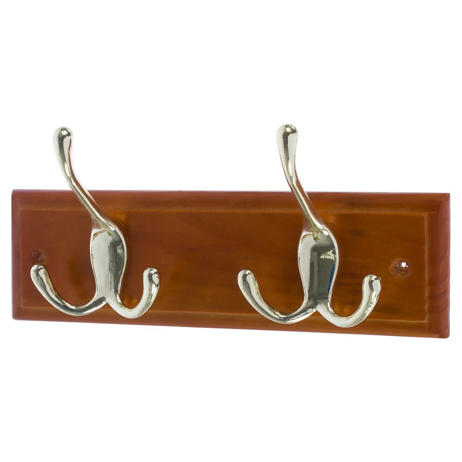 Вешалка настенная для одежды 2/2 крючка 22х7х4 см цвет красное дерево