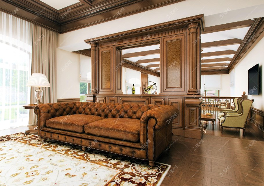 Кабинет с диваном классика