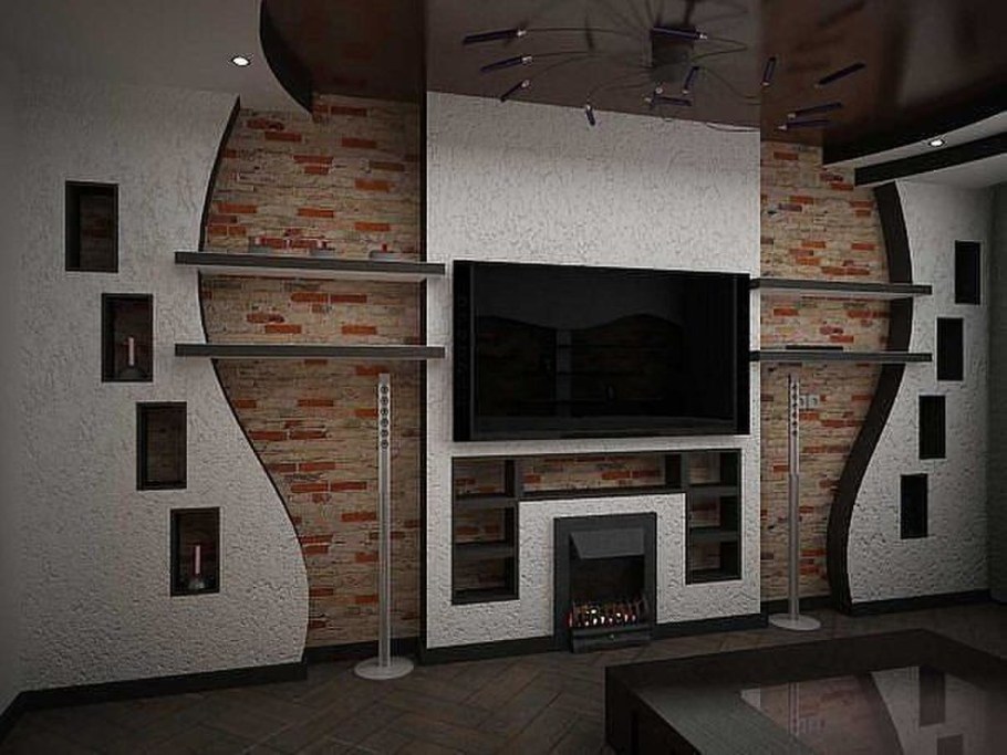 Ниша под телевизор из гипсокартона