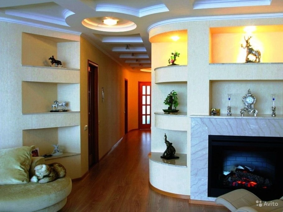 Ниши из гипсокартона в гостиной