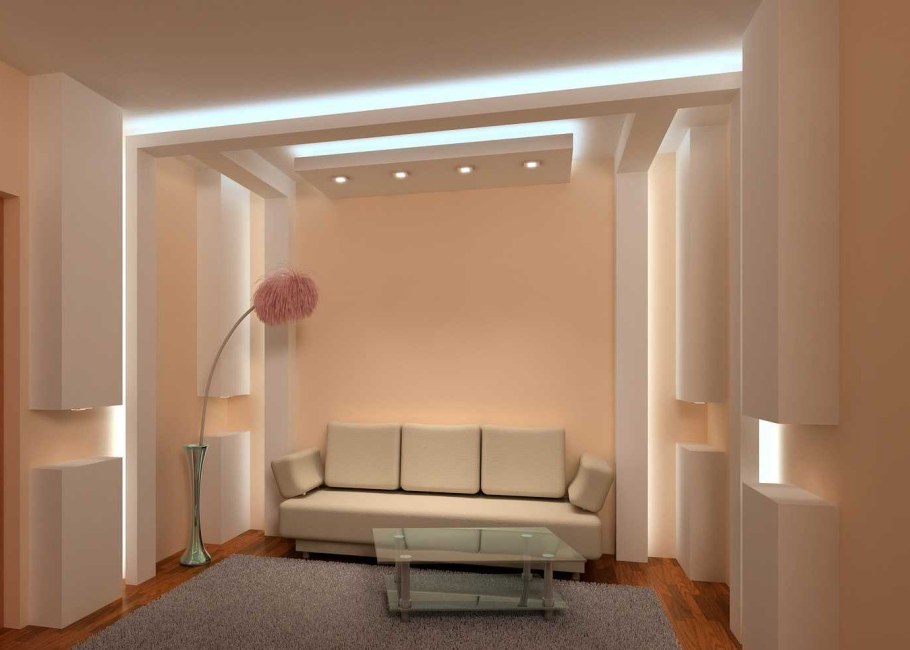 Гипсокартон с подсветкой на стене